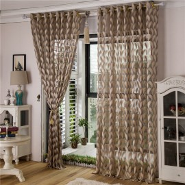 2 Panel Jacquard Feather Painted Sheer Tulle Curtains Bedroom Balcony Window Screening 4 Colors