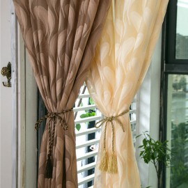2 Panel Jacquard Feather Painted Sheer Tulle Curtains Bedroom Balcony Window Screening 4 Colors
