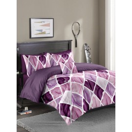2/3PCS Gradient Color Nordic Diamond Lattice Overlay Print Comfy Bedding Set Quilt Cover Pillow Case