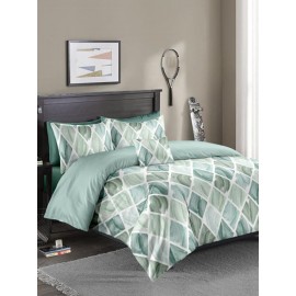 2/3PCS Gradient Color Nordic Diamond Lattice Overlay Print Comfy Bedding Set Quilt Cover Pillow Case
