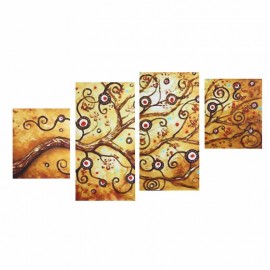 4PCS Golden Tree Modern Abstract Art Oil Painting Canvas Wall Decoration