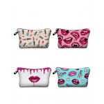 5 Colors Lip 3D Printing Multi-Functional Cosmetic Bag Clutch Bag Storage Wash Bag