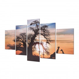5PCS Sunset Tree Canvas Painting Unframed Landscape Huge Modern Wall Art Home Decor