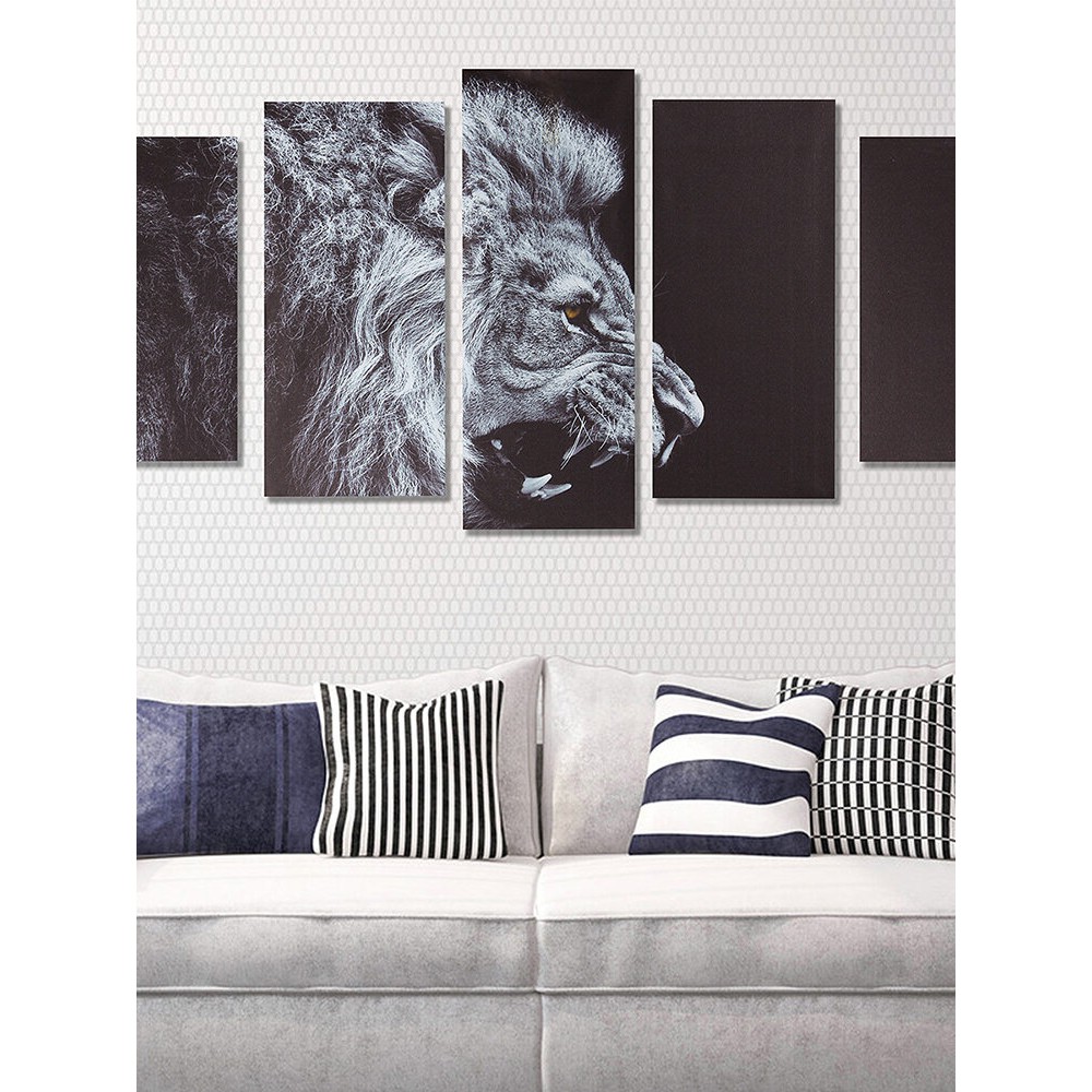 5Pcs Lion Canvas Painting Unframed Wall Art Bedroom Living Room Home Decor