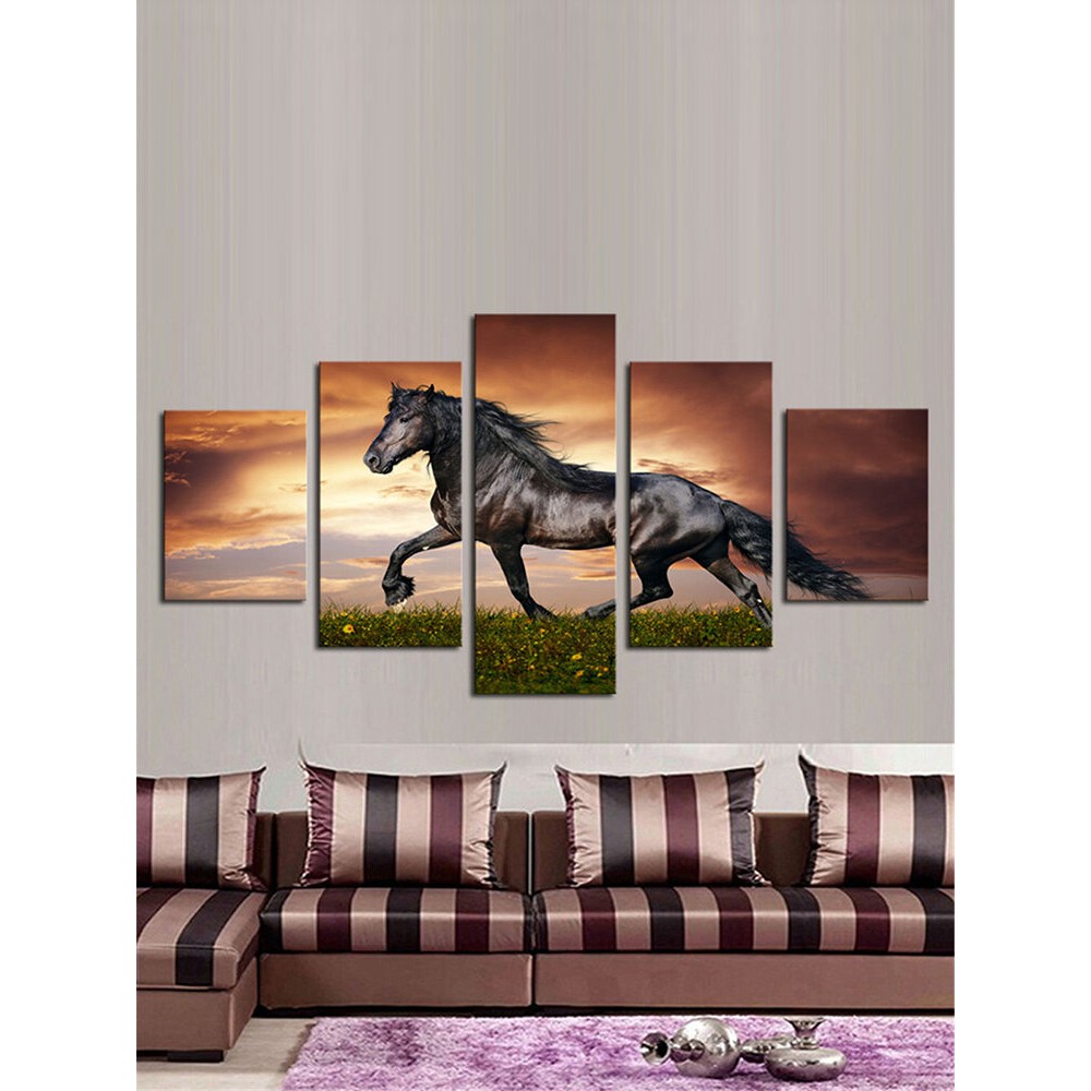5Pcs Modern Canvas Painting Frameless Wall Art Running Horse Bedroom Living Room Home Decor