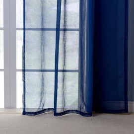 Dark Blue Europe Style Punching Sheer Curtain Balcony Bedroom Living Room Window Screen Decor