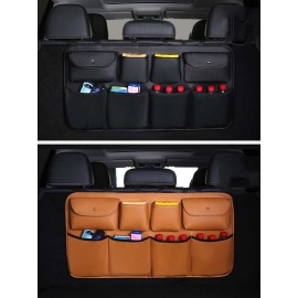 Faux Leather Car Rear Seat Back Storage Bag Multi-use Car Trunk Organizer Auto Stowing Tidying Auto Interior Accessories