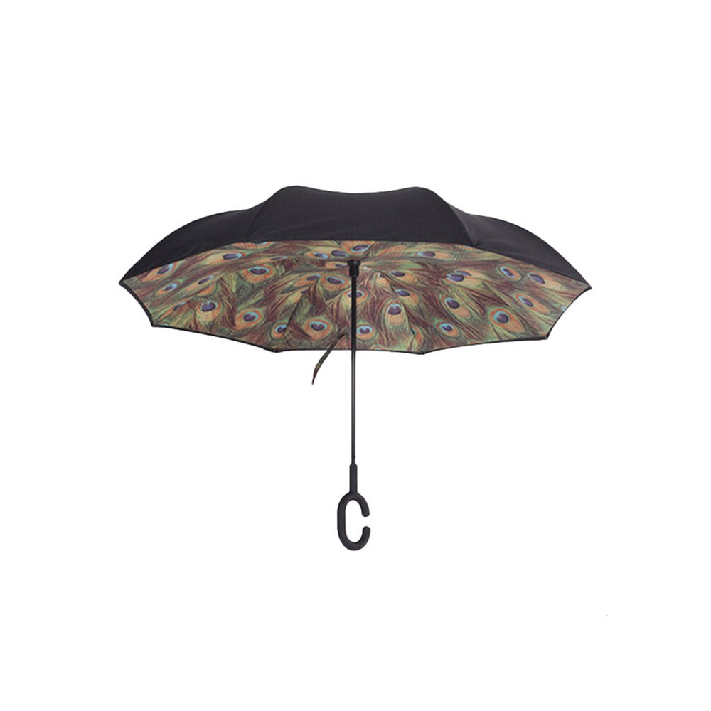 Multi Color Double Layer Inverted Umbrella Upside Down C-shaped Handle Rain Gear