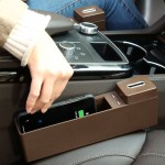Multifunctional Car Seat Gap Storage Box USB Wireless Charge Phone Holder