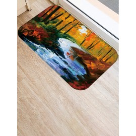 Oil Painting Landscape Pattern Floor Mats Flannel Water Absorption Antiskid Floor Mat Bath Room Door Mat