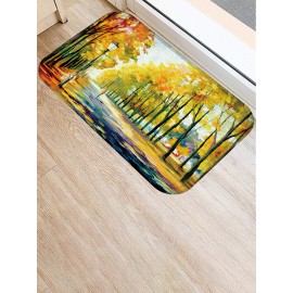 Oil Painting Landscape Pattern Floor Mats Flannel Water Absorption Antiskid Floor Mat Bath Room Door Mat