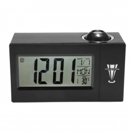 Snooze Alarm Clock Backlight Wall Projector LCD Sound Control Clocks Thermometer