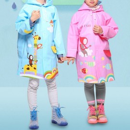 Toddler Girls and Boys Cartoon Colorful Hooded Thicken EVA Raincoat For 3-15Y