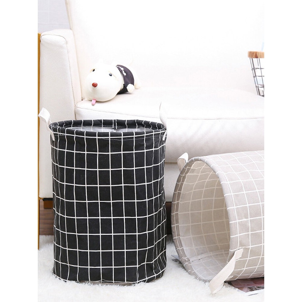 14.8×16.9in Foldable Storage Laundry Hamper Basket Hamper Canvas Toy Storage Organizer Bag Home Household